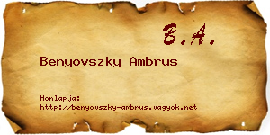 Benyovszky Ambrus névjegykártya